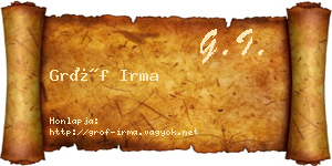 Gróf Irma névjegykártya